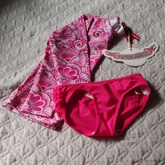Pink Floral Kids Rashguard Set - Picture 3 of 4